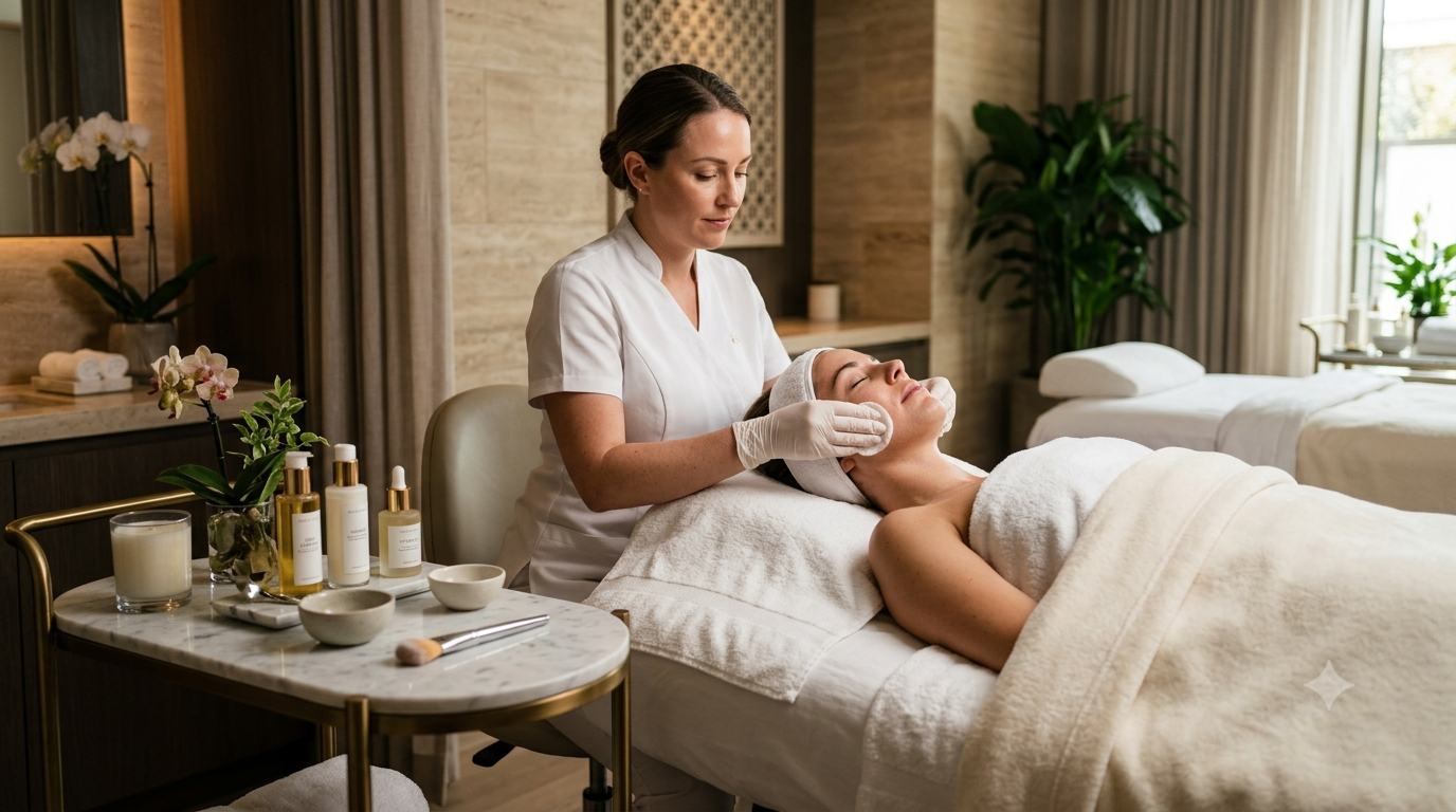 Hydrating facial treatment with premium skincare products at Kimia Skin Care